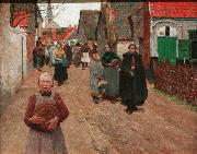 Frans van Leemputten The Distribution of Bread in the Village France oil painting artist